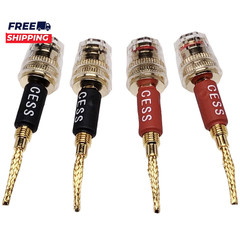 CESS-220 Pin Banana Plug to 4Mm Female Banana Jack/Speaker Wire 4 Pack