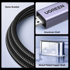 UGREEN 8K Micro HDMI to HDMI Cable 48Gbps, 8K@60Hz Braided for GoPro/RPi5/Camera