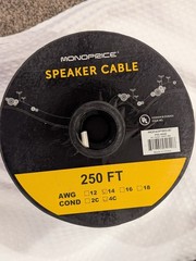 Monoprice Speaker Wire, CL2 Rated, 4-Conductor, 14AWG, 250ft, White