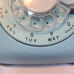 Light Blue Rotary Dial Desk Phone by Bell Systems Western Electric 1971 USA 500