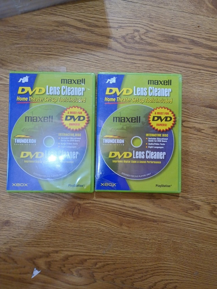 2 Maxell DVD Lens Cleaner Thunderon Brush System Home Theater Set DVD