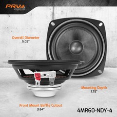2x PRV 4″ Full Range Speaker 4MR60-NDY-4 PRO Neo Midrange 4 Ohm 120w Package