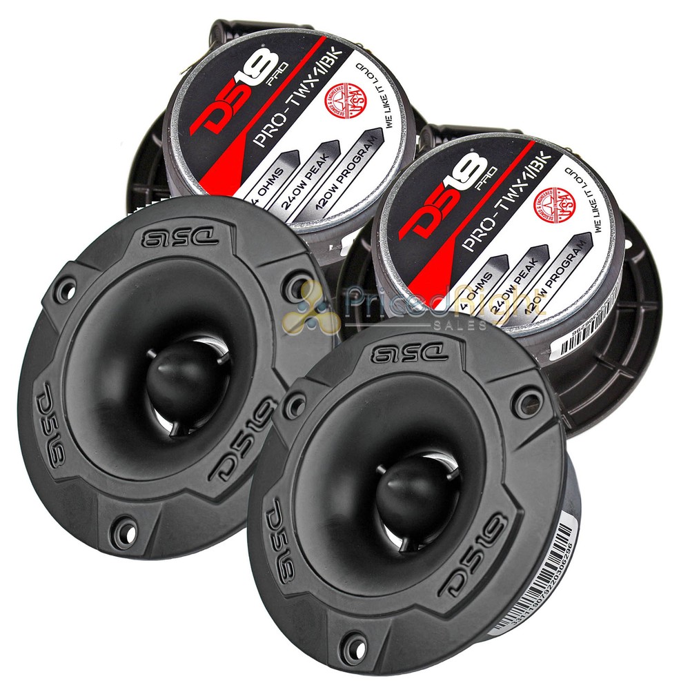 4 DS18 Black Aluminum Super Bullet Tweeters 240W 4 Ohm Car Audio PRO-TWX1