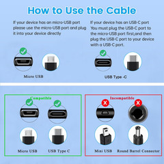 5V Power Supply, DC 5V 2A Power Cord, with USB C and Micro USB Port. | for DC