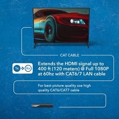 1×4 HDMI Extender Splitter Over Single Cable CAT5/5e/6 1080p – Up to 400 Ft