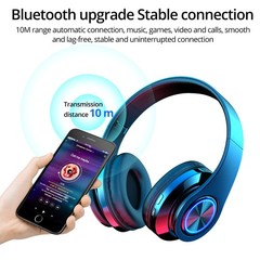 Wireless Bluetooth 5.0 Headphones Over Ear LED Headset Stereo Noise Cancelling