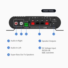 Desktop HIFI Amplifier: 2.1 Ch Bluetooth 5.0, USB/RCA & 4-8Ω Impedance