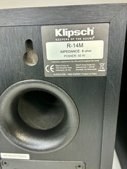 Klipsch R-14M Bookshelf Speakers Pair Black 4” 50W Home Theater Tested Working