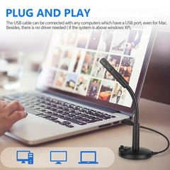 Mini USB Condenser Microphone with Stand – Plug & Play for PC/Laptop/Mac