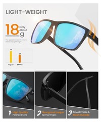 CIFOYA Sunglasses-Men Medium, Black + Ice Blue + Dark + Red + Brown