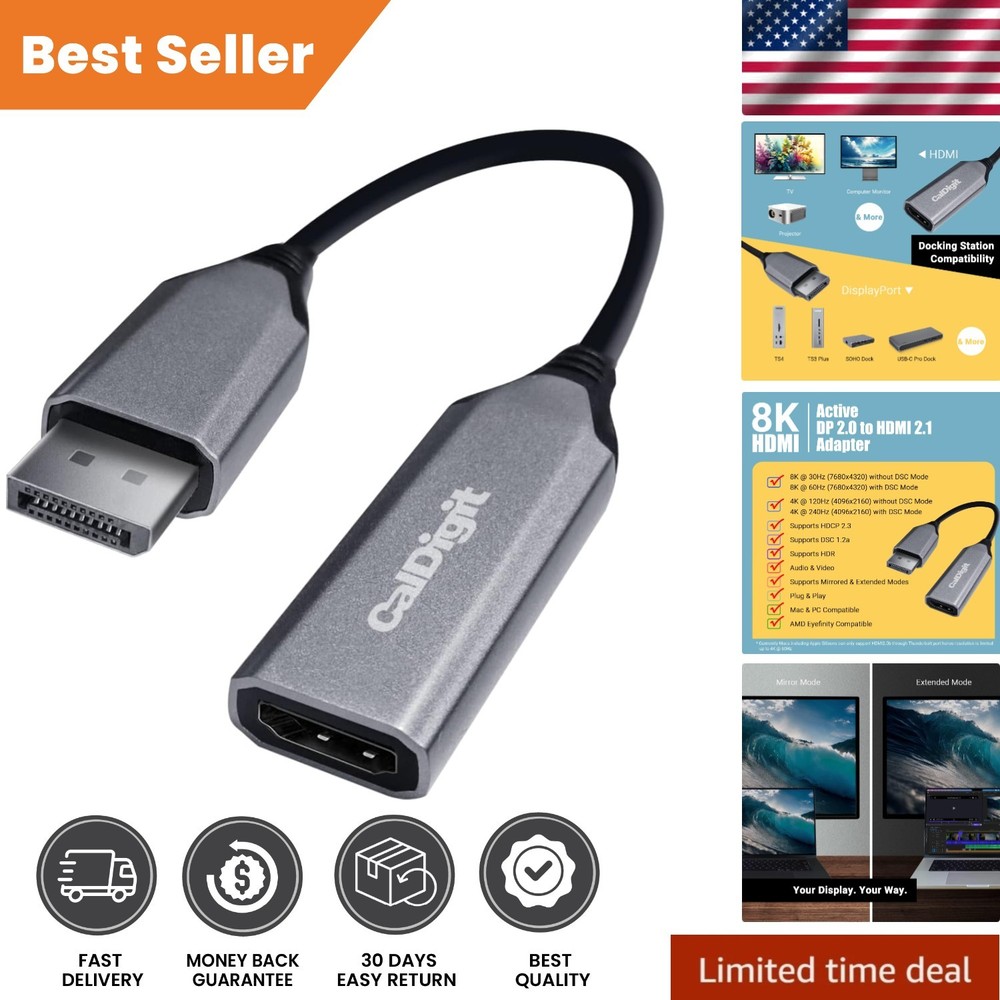 Active DP 2.0 to HDMI 2.1 Adapter – 8K & 4K Support for Gaming & Home Theatre