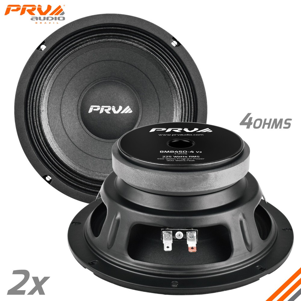 2x PRV Audio 8MB450-4 V2 8″ Midbass Woofers 225W RMS 4 Ohms – PRV 8MB Speakers
