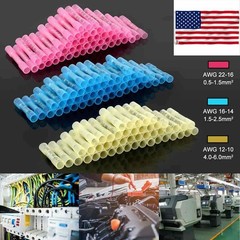 10-100PCS Heat Shrink Butt Connectors Crimp 22-10AWG Gauge Wire Splice Terminals