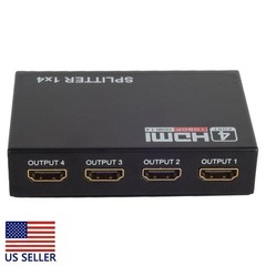 1 in 4 out 4 Port 4k Full HD HDMI Splitter Hub Repeater Amplifier 3d USA
