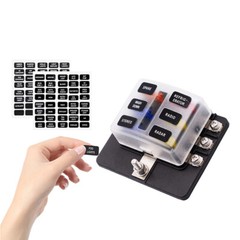 1X 6 Way 12V-32V Car Marine Fuse Box Block Holder W/ 12PCS Blade Fuses Red Light