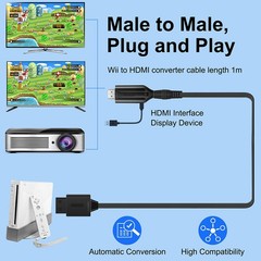 Wii to HDMI Adapter Converter Cable Full HD 1080P Plug &Play for Television PC