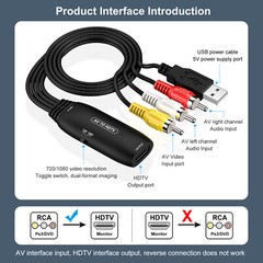 AV To HD Adapter Converter Cable CVBS 3 RCA 1080P Composite Video Audio NEW
