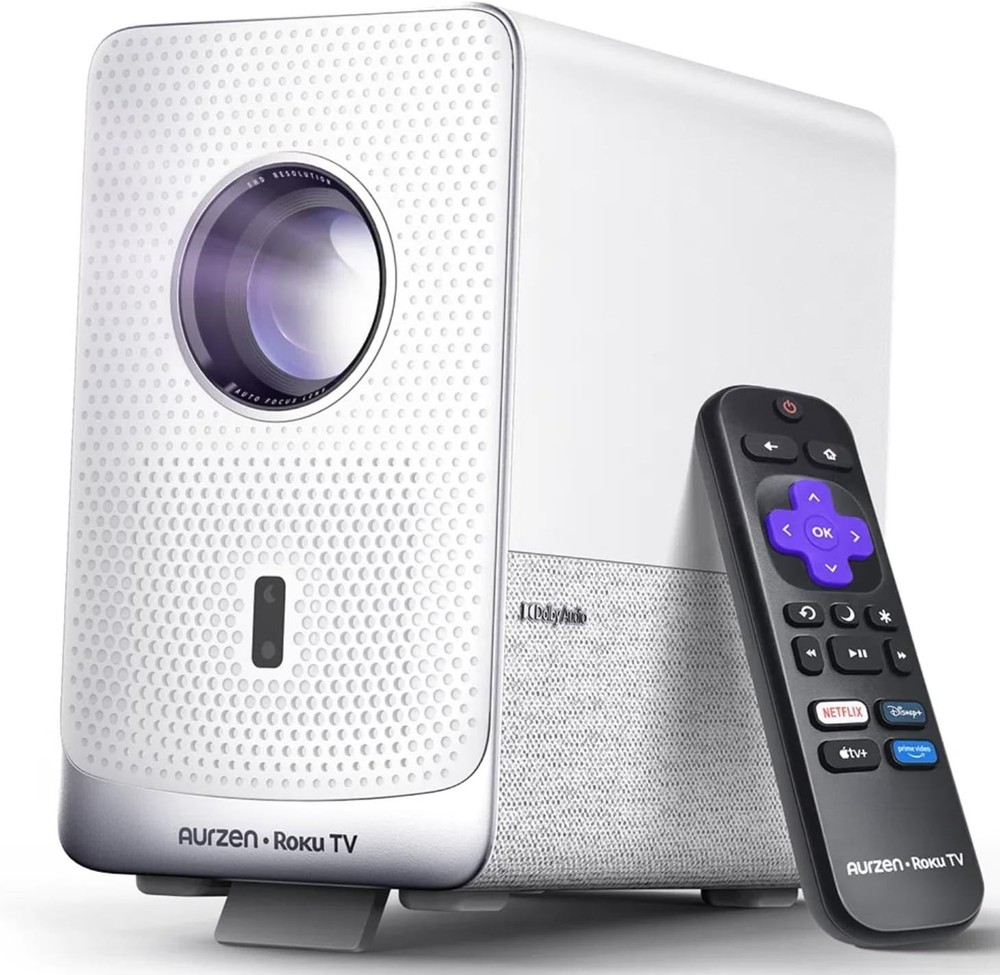 Aurzen Roku TV Smart Video Projector 1080P FHD Dolby Bluetooth 5G WiFi Netflix