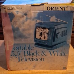 Orient EL-36 5.5in Portable Battery Powered CRT B&W TV w/ AM/FM Radio Blue