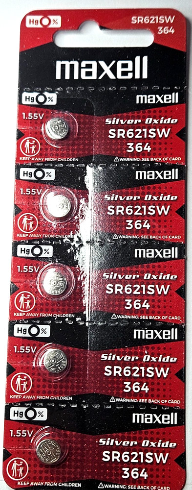 5 PACK MAXELL 364 SR621SW SR621 SILVER OXIDE (GOOD EXP 12/30) FREE SHIPPING