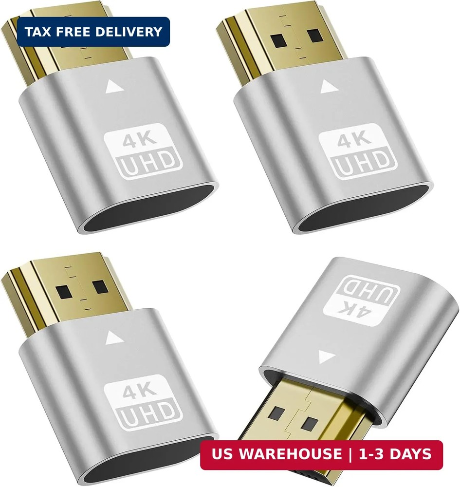 4 Pack HDMI Dummy Plug 4K HDR, Virtual Monitor EDID Emulator 4K@60Hz 2K@60Hz 108