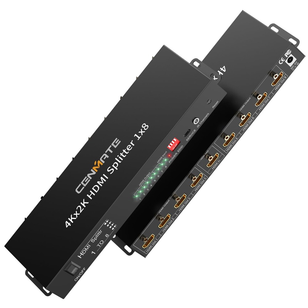 4K 1×8 HDMI Splitter 1 in 8 Out, 8 Port HDMI Splitter Support 4Kx2K@30Hz Dupl…