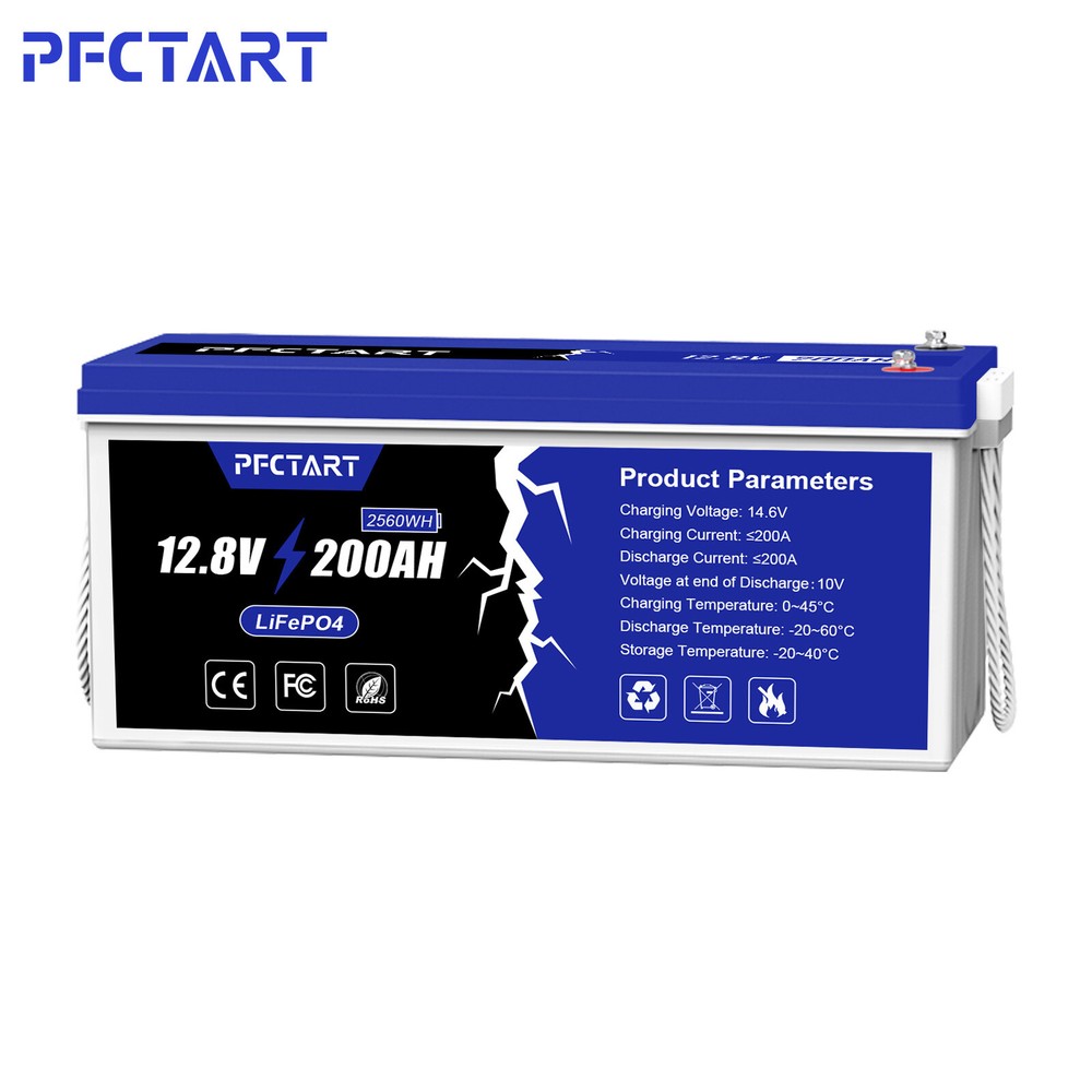 12V 200Ah 2560W LiFePO4 Lithium Battery for RV Off-grid Trolling Motor Boat