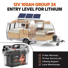 LiTime 12V 50AH 100Ah LiFePO4 Deep Cycle Lithium Battery BMS for RV Marine-Used