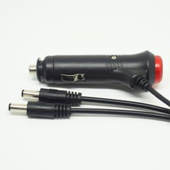 1pc 1.8M Red “Push ON” Button Car Cigarette Plug to Dual DC 5.5×2.1mm Male Cable