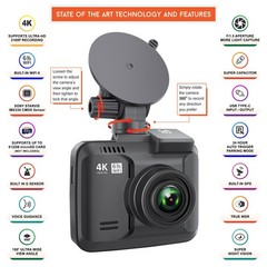 ROVE R2-4K Car Dash Cam Built-in WiFi & GPS [Open Box] with Free Hardwire Kit