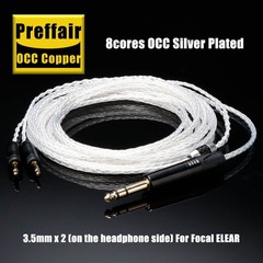 8Core OCC Silver Plated 6.35mm to Dual 3.5mm Focal ELEAR Replacement Cable