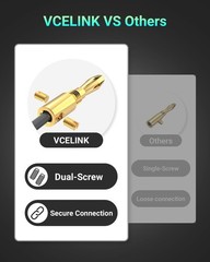 Banana Plugs for Speaker Wire 2 Pairs/4 Pcs, 24K Gold Plated Dual Set Screw T…