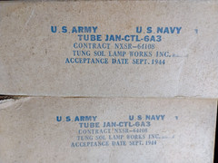 US NAVY Pair Tung-Sol 6A3 tubes black glass