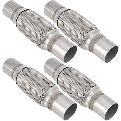 4 Pack 2 x 6 Inches Stainless Steel Heavy Duty Exhaust Flex Pipe, Double Braid