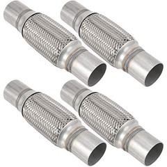 4 Pack 2 x 6 Inches Stainless Steel Heavy Duty Exhaust Flex Pipe, Double Braid