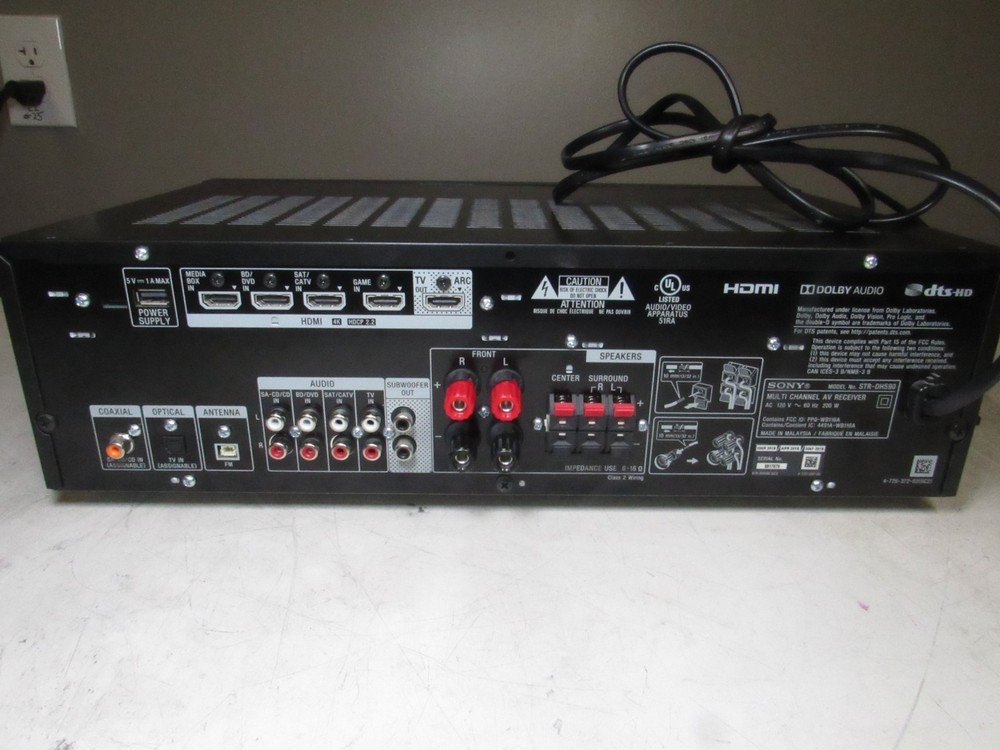 Sony STR-DH590 5.2 Channel 4K HDR AV Receiver HDMI Bluetooth Tested Working