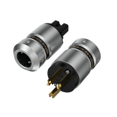 Pair Aluminum Alloy Body Gold Plated Conductor US HiFi Power Plug IEC Connector