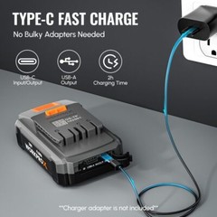 WORKPROX 20V 4 Ah Li-Ion Battery Pack with Type-C Fast Charge LED Display Screen