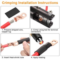 40 pcs 1/0 AWG Gauge Copper Lugs w/ BLACK & RED Heat Shrink Ring Terminals Set
