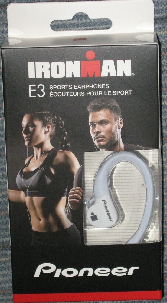 Pioneer Ironman E3 Sweatproof Sports Stereo Earphones Headphones SE-E3M White