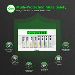 Rechargeable Batteries Charger LCD Fast Charger 8-Slot for Ni-MH AA AAA Battery