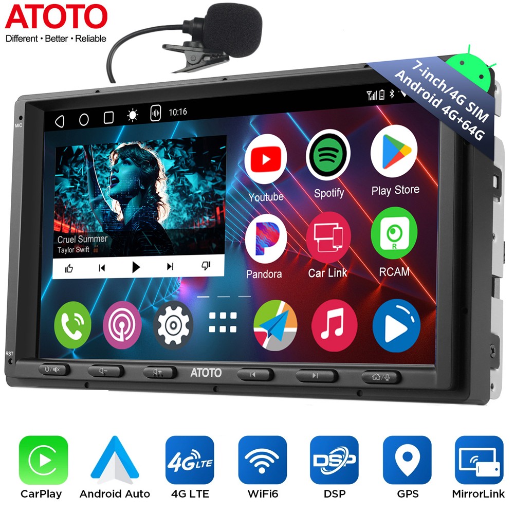 ATOTO A6 PL Android 4G+64G 7″ 2DIN Car Stereo GPS NAVI Radio AI Wireless CarPlay
