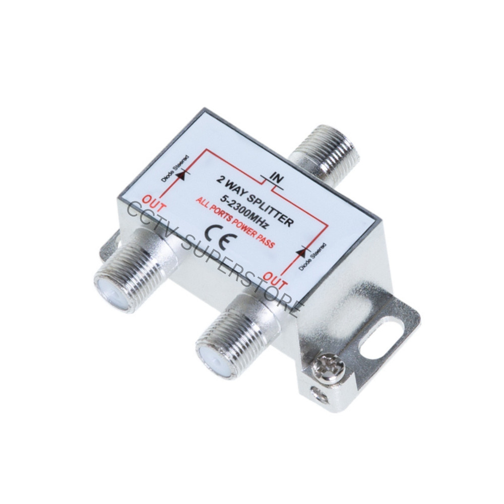 2-Way TV Splitter 5-2300 MHz Coax Cable Adapter RG59 RG6 HDTV Satellite