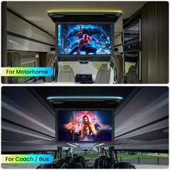 21.5″ Flip Down 1080P LCD IPS Monitor for Car Coach Bus Kitchen HDMI IR USB MP5