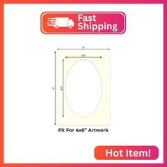 CountryArtHouse Textured Cream Acid Free 5×7 Oval Picture Frame Mat with White C