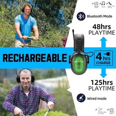OSHA-Compliant Black Bluetooth Earmuffs – Hi-Fi Sound & 25dB Noise Reduction