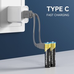 Lot 1.5V 3000mWh 1100mWh AA AAA Battery Type-C USB Rechargeable Li-ion Batteries