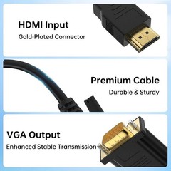 HDMI to VGA Cable Adapter, Gold-Plated, 6 Feet Male to MaleCord for Computer,…
