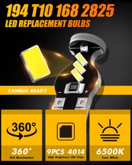 10X AUXBEAM T10 168 194 LED License Plate Light Bulb Interior Bulbs White 6500K
