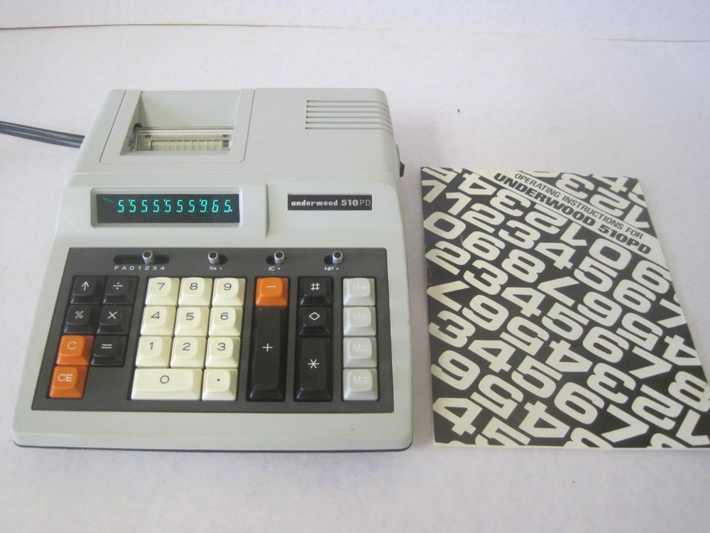 AWESOME 1979 OLIVETTI/UNDERWOOD 510PD RARE ELECTRONIC PRINTING CALCULATOR RARE